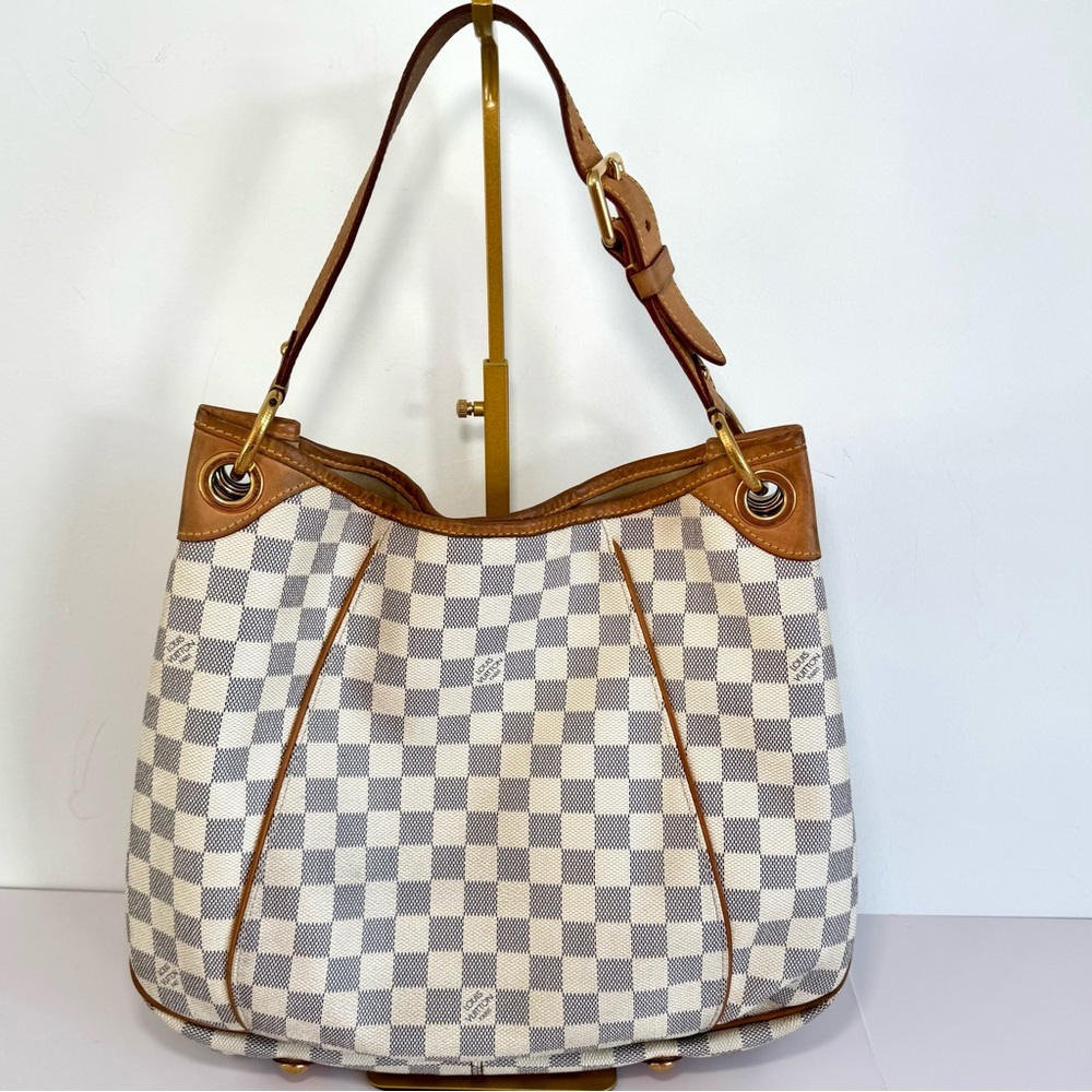 Louis Vuitton Galliera PM Shoulder Bag In Damier Azur Logo Print W Gold Hardware - Picture 2 of 16